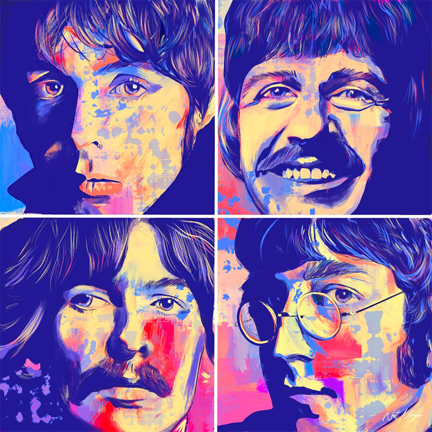 Beatles-inspired portrait artwork by Nat Morgan