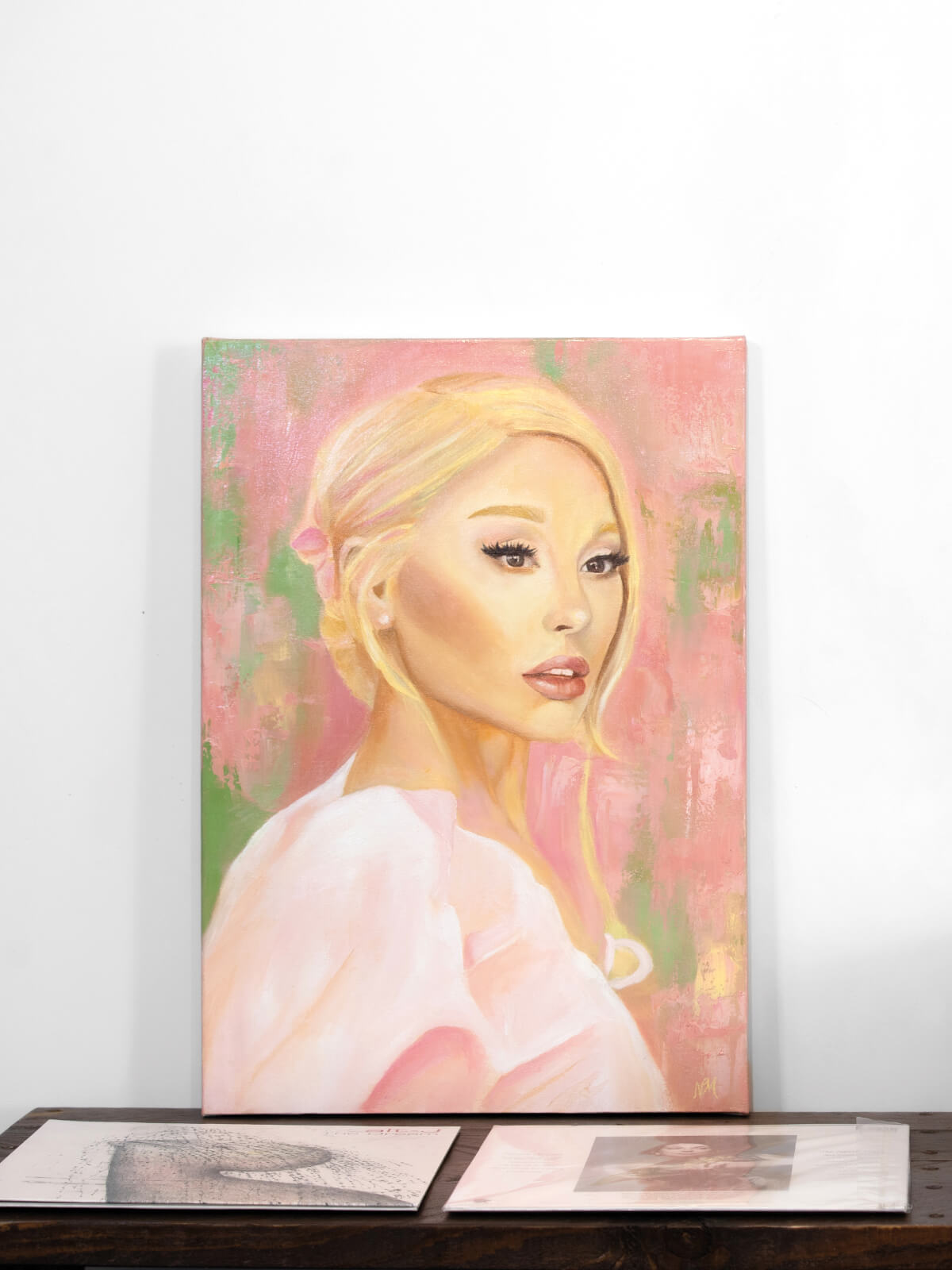 Ariana Granda portrait painting on canvas by Nat Morgan