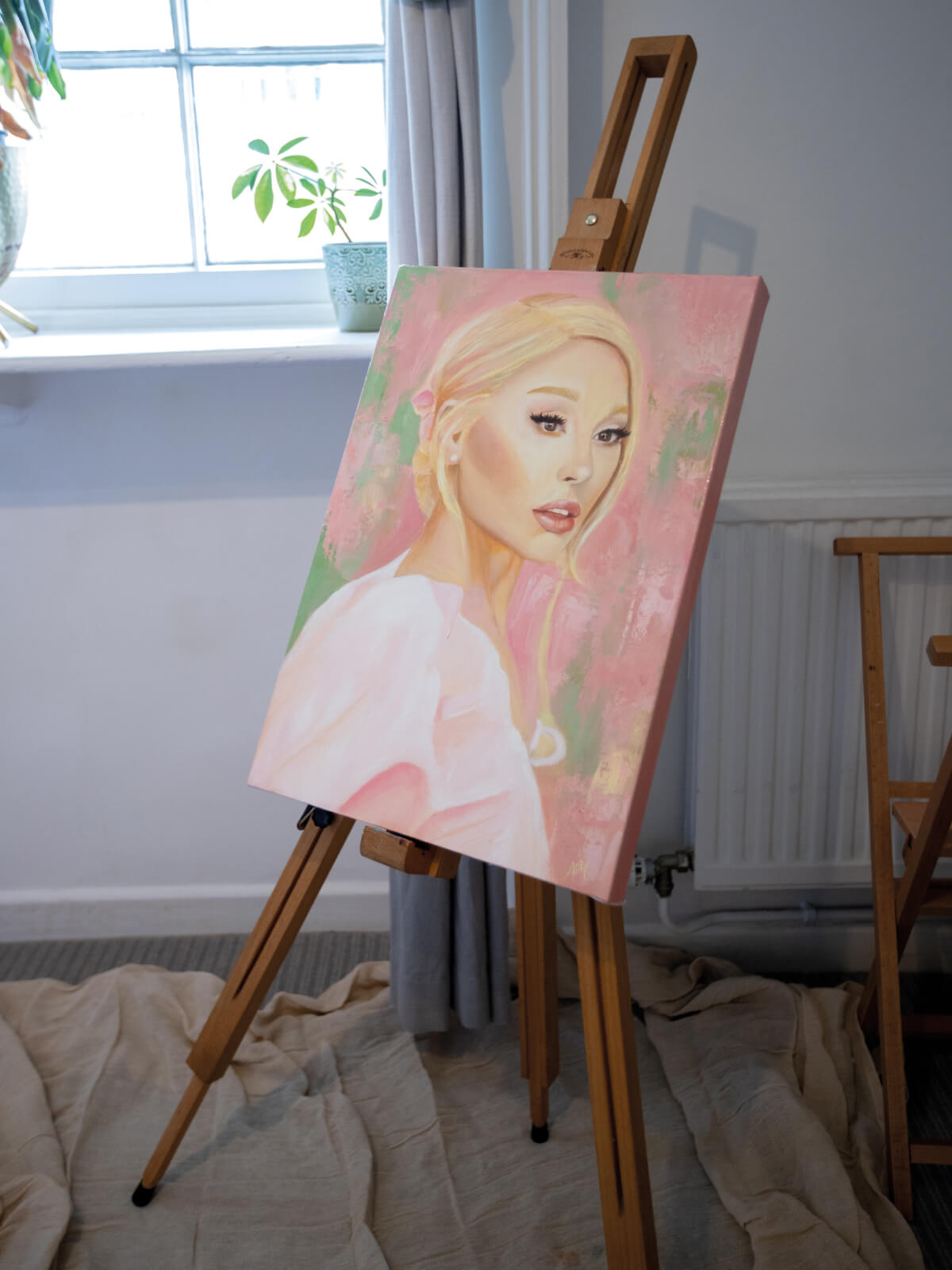 Original Ariana Grande portrait painting on canvas by Nat Morgan