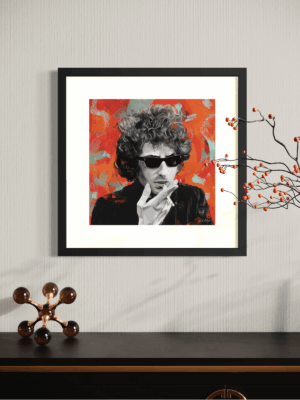 Bob Dylan mounted and framed square artwork, digital artwork created by Nat Morgan Art by Nat Morgan
